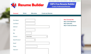 A1freeresumebuilder.com thumbnail