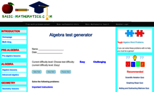 Algebra-test-generator.basic-mathematics.com thumbnail