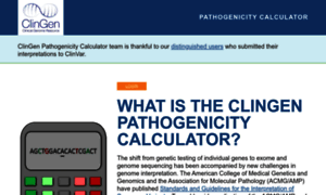 Calculator.clinicalgenome.org thumbnail