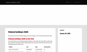 Federalholidays2020.com thumbnail