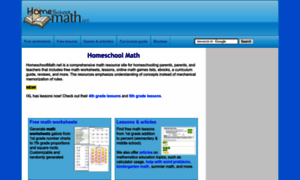 Homeschoolmath.net: Homeschool Math  free math worksheets, lessons, e