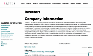 Investor.agenusbio.com thumbnail