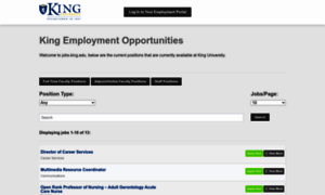 Jobs.king.edu thumbnail