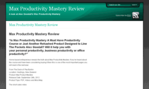 Maxproductivitymasteryreview.com thumbnail