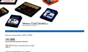 Memorycardcalculator.com thumbnail
