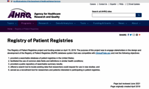 Patientregistry.ahrq.gov thumbnail