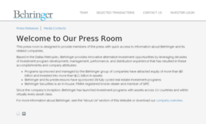 Pressroom.behringerinvestments.com thumbnail