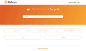 Sixthcontinent.zendesk.com thumbnail